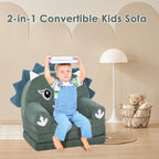 decalsweet Foldable Kids Sofa Couch 2 in 1 Children Convertible Sofa Flip Open Extra Wide Soft Lightweight Armchair for Kidsroom Playroom