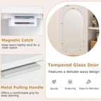 Tangkula Bathroom Floor Cabinet, Wood Side Storage Organizer with Adjustable Shelf, Tempered Glass Door, Anti-Tipping Kit & Solid Wood Legs, Narrow Cabinet for Living Room (White, 14” x 12” x 35.5”)