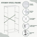 4 Drawers Dresser for Bedroom Fabric Storage Tower with Wooden Top | Steel Frame Tall Chest of Drawers for Closet, Entryway, Dorm, White