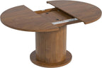 43.3 inch 59 inch Adjustable Size Round Dining Table for 4 6, Unique Design Modern Farmhouse Kitchen Table, Circle Dining Tables with Wood Strip Base for Kitchen Living Room (Walnut)