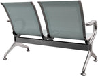 Peach Tree Airport Reception Waiting Room Chair with Arms for Reception Room, Office, Barber Bench in Bank Hospital and Market (2 Seats, Silver)
