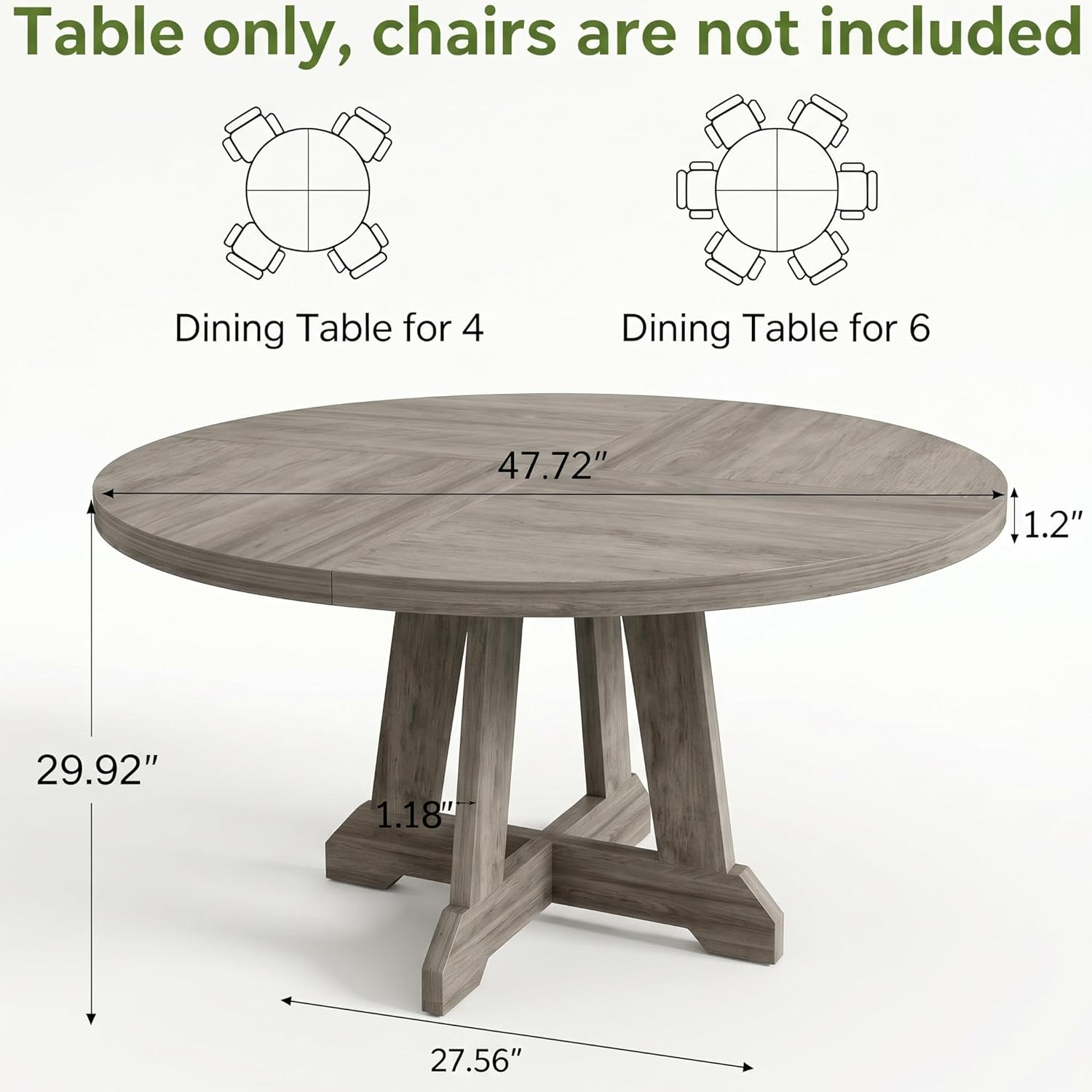 Garvee 47 Inch Round Dining Table for 4-6, Wood Kitchen Table with Cross Base and Adjustable Foot Pads, Dining Room Table with Circle Tabletop for Dining Room, Kitchen, Living Room, Brown
