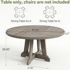 IDEALHOUSE Round Dining Table for 4, 47 Inches Dining Room Table with Wooden Base, Kitchen Table with Circle Tabletop, Dinner Table for Dining Room, Kitchen, Living Room, Grey