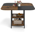 Giantex 47.5-inches Dining Table for 4, Square Kitchen Table with 2-Layer Storage Rack, Mix-Colored Tabletop, Adjustable Foot Pads, Wooden Dinner Tables for Dinette, Living Room, Restaurant