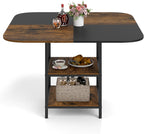Giantex 47.5-inches Dining Table for 4, Square Kitchen Table with 2-Layer Storage Rack, Mix-Colored Tabletop, Adjustable Foot Pads, Wooden Dinner Tables for Dinette, Living Room, Restaurant