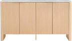 CHITA 61" Sideboard Buffet Cabinet with Storage, Living Room Accent Cabinet with Doors and Adjustable Shelves, for Bar, Kitchen, Oak - Faux Marble