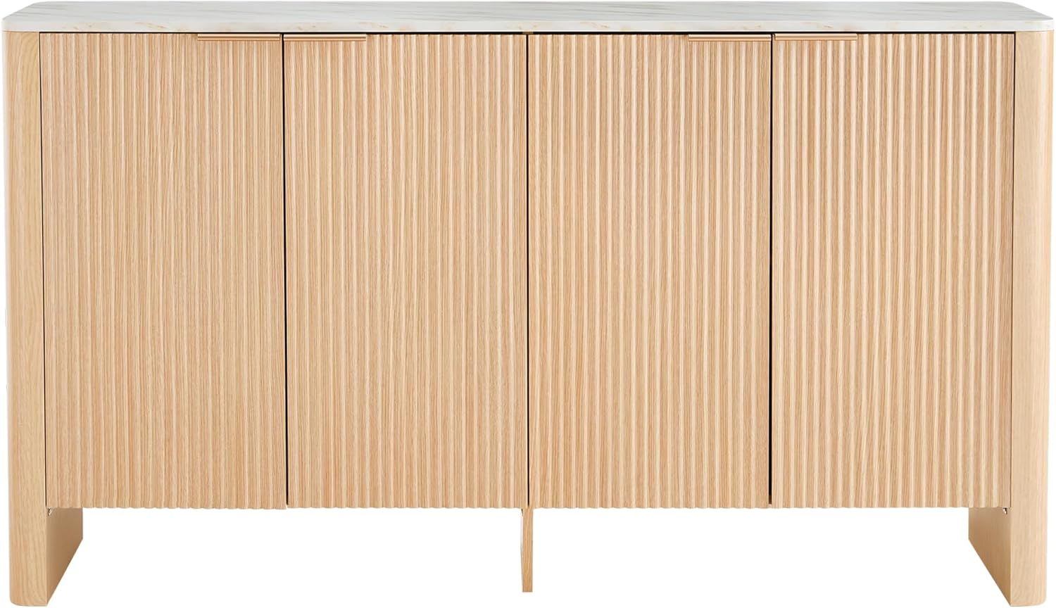 CHITA 61" Sideboard Buffet Cabinet with Storage, Living Room Accent Cabinet with Doors and Adjustable Shelves, for Bar, Kitchen, Oak - Faux Marble