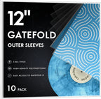 Gatefold Record Sleeves Albums Covers: 12 inch Vinyl Record Outer Sleeves 3 Mil Plastic Clear LP Protective Sleeves, 10pcs