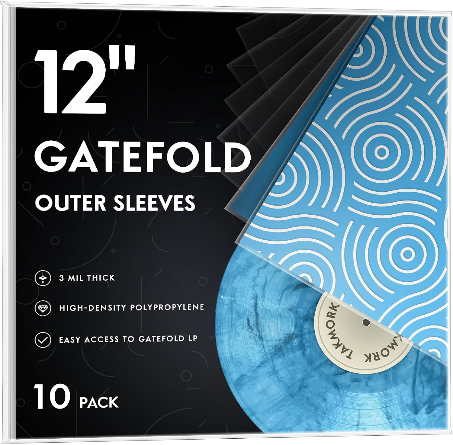 Gatefold Record Sleeves Albums Covers: 12 inch Vinyl Record Outer Sleeves 3 Mil Plastic Clear LP Protective Sleeves, 10pcs