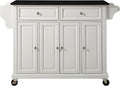 Crosley Furniture Full Size Granite Top Rolling Kitchen Island Storage Cart, Microwave Stand, Spice Rack, White