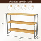 J.M.Deco 3-Tier Industrial Ladder Shelf, 44" Rustic Wood and Metal Open Bookshelf, Heavy Duty Wall Mounted Bookcase Shelving Unit for Small Space, Living Room, Bedroom, Home Office