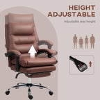 Comfort Premium Microfiber Reclining Heated Massage Office Chair Double Layer Footrest Swivel Wheels Integrated Coffee Color