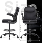 Misolant Drafting Chair, Tall Office Chair for Standing Desk, High Leather Executive Office Chair with Adjustable Height and Flip-up Armrest for Counter Height Desk