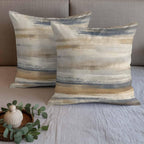 California King Size Abstract Coastal Landscape Bed Runner Set 102 x 20 inch Modern Retro Mottled Beige Blue Bed Runners with 2 Matching Pillow Covers, Decorative Throw Pillowcases Bedding Scarf