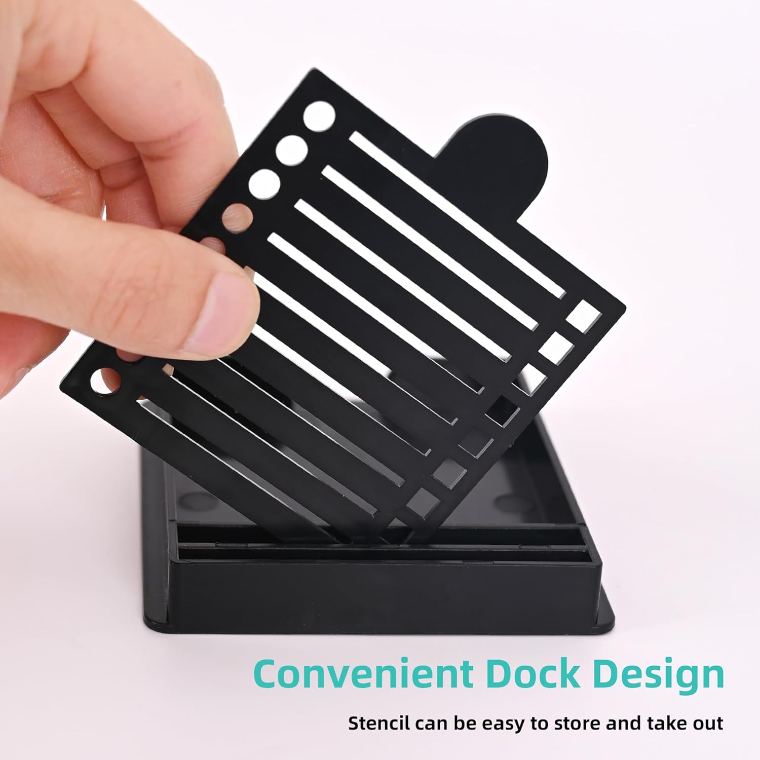 Sticky Note Holder Compatible with Post It Notes, 3x3 Sticky Note Stencil Dispenser with Template, Memo Pad Organizer with Five Line Box Drawing Template for Home and Office
