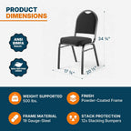 OEF Furnishings OEF9260-BT/2 Commercial-Grade Dome Back Banquet Stack Chair (Black Fabric, Black Powder-Coated Frame, 2-Pack)