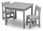 Delta Children MySize Kids Wood Table and Chair Set (2 Chairs Included) - Ideal for Arts & Crafts, Snack Time & More - Greenguard Gold Certified, Grey, 3 Piece Set