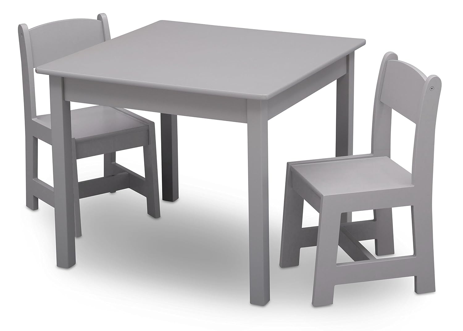 Delta Children MySize Kids Wood Table and Chair Set (2 Chairs Included) - Ideal for Arts & Crafts, Snack Time & More - Greenguard Gold Certified, Grey, 3 Piece Set