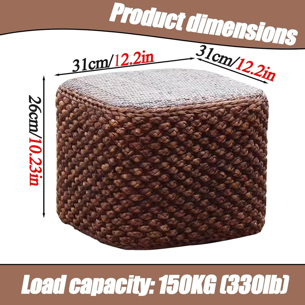 Foot Stool Ottoman Braided Sitting Footrest, for The Living Room, Bedroom, Nursery, Patio, Lounge Other Rooms in The Home(Coffee Color)