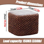 Foot Stool Ottoman Braided Sitting Footrest, for The Living Room, Bedroom, Nursery, Patio, Lounge Other Rooms in The Home(Coffee Color)