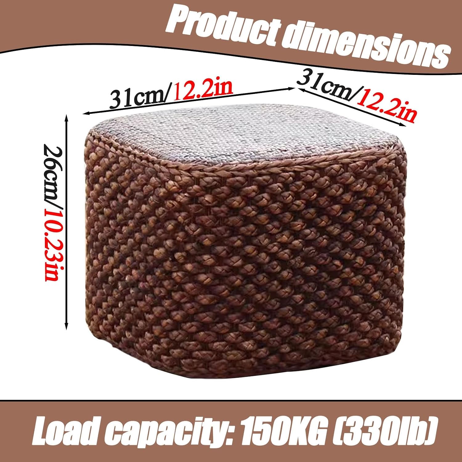 Foot Stool Ottoman Braided Sitting Footrest, for The Living Room, Bedroom, Nursery, Patio, Lounge Other Rooms in The Home(Coffee Color)