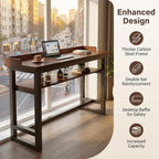 Narrow Bar Table with Edge Panel, Bar Height Tables Solid Wood, Industrial Rectangular Counter Height Table, Long Pub Tables for Small Space Living Room, Behind Couch or Coffee Shop