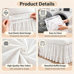 Breling White Ruffled Dorm Bed Skirt Twin XL 36 Inch Long Bed Skirt Dorm Solid Silky Fabric Machine Washable Split Corner Extra Long Wrap Around Elastic for Beds Room Bedding Decor