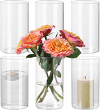 SUPMIND 6 Pack Glass Cylinder Vase for Table Centerpieces, 6 Inch Clear Glass Flower Vases Bulk Glass Hurricane Candle Holder Small Floral Vases for Table, Floating Candle Vase for Wedding Home Décor