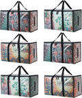 6-Pack Extra Large Clear Moving Bags with Zippers, 93L Heavy Duty Storage Totes with Wrap-Around Handles, Collapsible Clothes & Holiday Storage Bins Alternative (100lb Capacity)