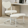360° Swivel Meditation Chair Plus, Teddy Upholstered Cross Legged Chair with Flexible Design, ADHD Desk & Yoga - Wide Criss Cross Desk Chair for Fidgety Sitters (Ivory + Teddy)