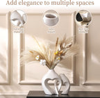 White Vases for Decor, Heart Shaped Ceramic Vase Set of 2, Nordic Modern Heart Vases, Minimalist Decorative Vase for Table Centerpiece Wedding Living Room House Decoration