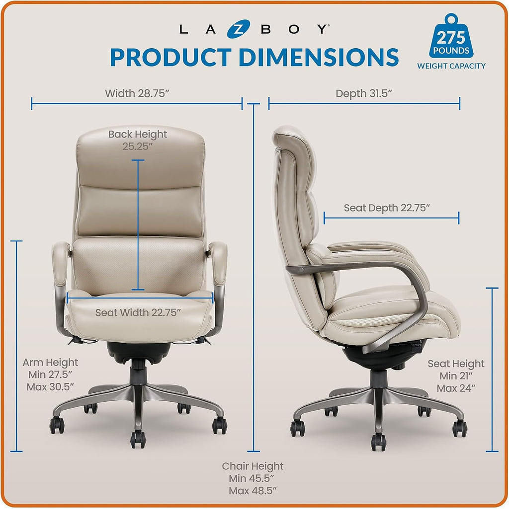La-Z-Boy Aberdeen Bonded Leather Executive Chair, Beige