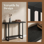Solid Wood Console Table with 2-Tier Shelf, Narrow Sofa Table Behind Couch, Heavy Duty Entryway Table for Small Spaces, Industrial Farmhouse Hallway Table, W Walnut Color 31.5"L×7.9"W×39.4"H