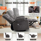 8-Points Massage Recliner Chair with Heated Rocking Function for Adults,Oversized Rocker Recliner with Side Pocket,2 Cup Holders for Living Room