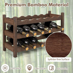 Giantex Bamboo Wine Rack, 3-Tier 18 Bottle Wine Storage Cabinet Shelf, Small Bottle Organizer Freestanding Counter, Countertop Wine Rack for Kitchen, Bar, Pantry & Wine Cellar, Coffee