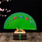 Elegant Spanish Dancing Fan, Vintage Hand, Double Sided Hand Painted Florals Folding for Decoration and Photography Prop