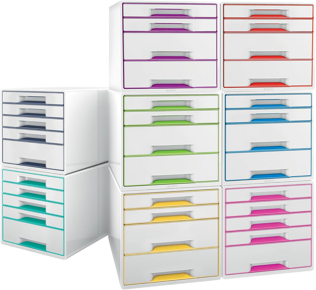 Leitz 52142036 A4 "Wow" Cube 5 Drawers Filling Unit - White/Blue
