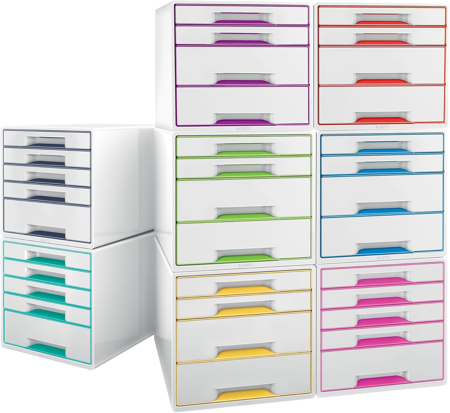 Leitz 52142036 A4 "Wow" Cube 5 Drawers Filling Unit - White/Blue