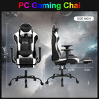 Gaming Chair Computer Chair Ergonomic Gaming Chair with Footrest Reclining High Back Video Game Chair with Lumbar Support Headrest Armrest Swivel Seat for Teen (White)
