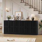 Modern Farmhouse Buffet Cabinet with Storage, 85" Large Sideboard Storage Cabinet with 6 Barn Doors, Coffee Liquor Bar Cabinet Wood Table Credenza with Adjustable Shelf for Kitchen Dining Living Room