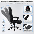 HOFFREE Heated Office Chair Massage Desk Chair with Heat 400lbs Executive Reclining Home Desk Chair with Footrest,Linkage Armrests for Heavy People(Black)