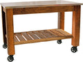 Redwood Potting Table Rolling Cart Swivel Cast Iron Wheels with Brakes Outdoor Garden Work Bench (No Hardware w/ 5in Black Caster)