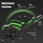 Racingreat Gaming Chair High Back, Ergonomic Computer Gamer Chair with Headrest and Lumbar Support, Racing Style Reclining Game Chair for Adults, Kids (Green-Black)