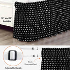 Black Bed Skirt Cal King Size 18 Inch Drop, Adjustable & Elastic Wrap Around Bed Skirts Pleated Luxury Dust Ruffles For Twin Full Queen Cal King Base Bed, Abstract White Polka Dot Geometric Modern Art