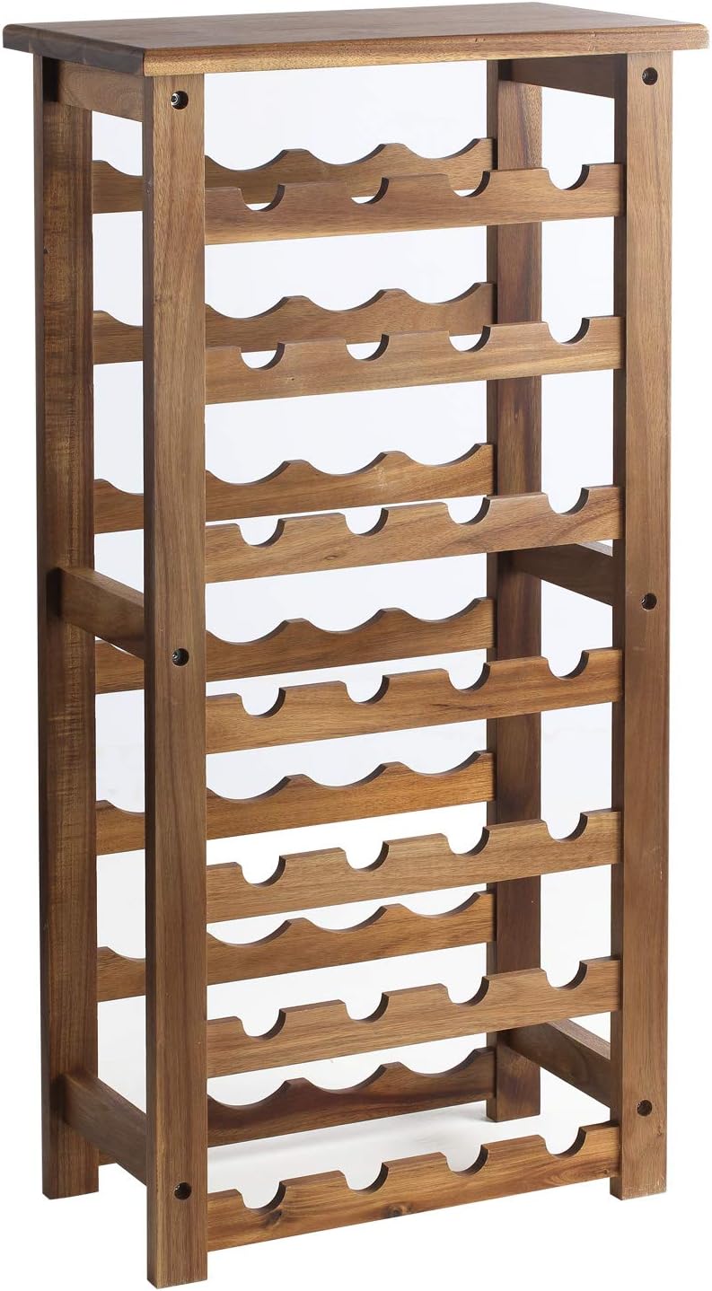 everous 28-Bottle Wine Rack, 7-Tier | Acacia Wood, Freestanding, Organizer