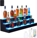 Liquor Bottle Display Shelf, 24 in Acrylic Lighted Bottle Display with Remote & App Control, 1-8 H Timing, 3-Tiers Bottle Stand Mulit-color Lighting for Home/Commercial Bar Display, Home Storage