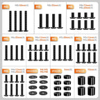 Universal TV Mounting Hardware Screw Kit - Complete Set of M4 M5 M6 M8 Bolts with Washers & Spacers for Most TV Wall Mounts/Display up to 80 inches, Fits VESA Standard (Black)