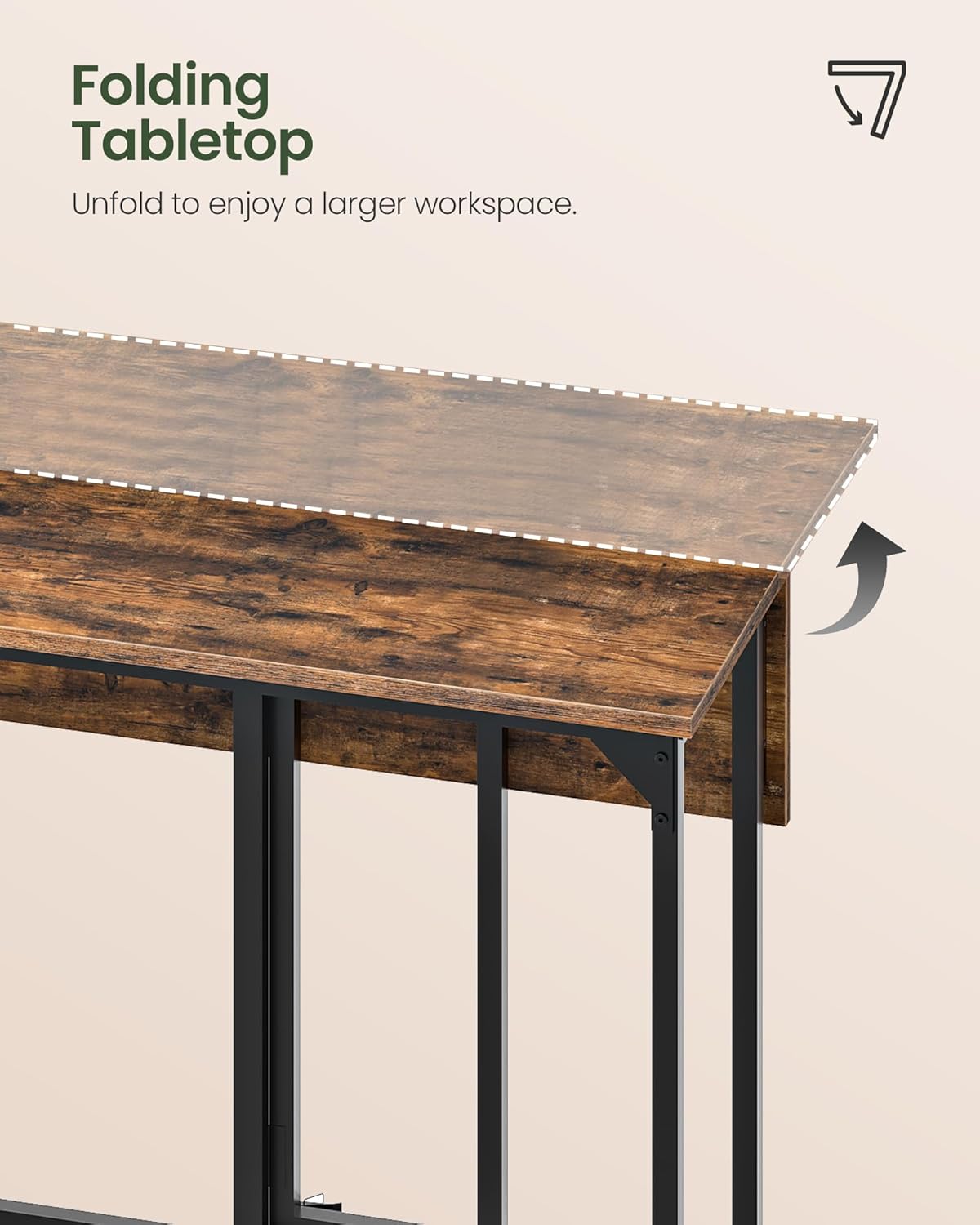 CHOEZON Bar Table and Stool Set, 39.4'' Folding Dining Table with 2 Stools, Industrial Style, for Restaurant, Living Room, Pub, Rustic Brown and Black TBT02BF