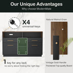 ModernMate 4 Drawer File Cabinet, Wood Filing Cabinet for Home Office with Lock, Power Strip, Storage Shelves, Home Office Lateral File Storage Fits A4/Letter Size, Black Walnut