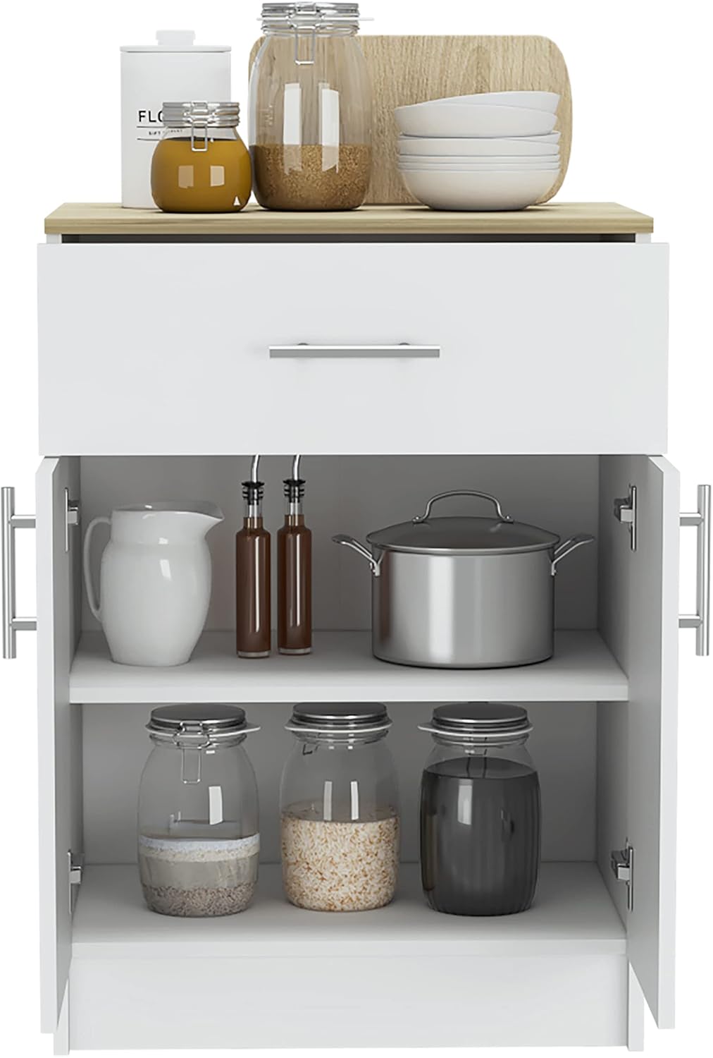 Oxford Pantry Cabinet, Kitchen Storage Solution for Utensils, Food & Dishes - Wall Storage, Adjustable Shelves, Compact Design